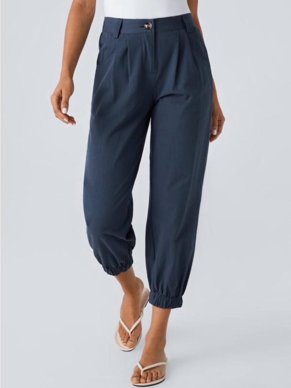 HALARA Deep Navy Pleated Jogger Pants